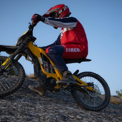 Extreme ride with an electric dirt bike Sur Ron Ultra Bee near the village of Neofit Rilski, Varna