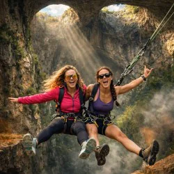 Тандемен скок с бънджи или пандюл от пещера Проходна + видеозаснемане с 4k action камера 