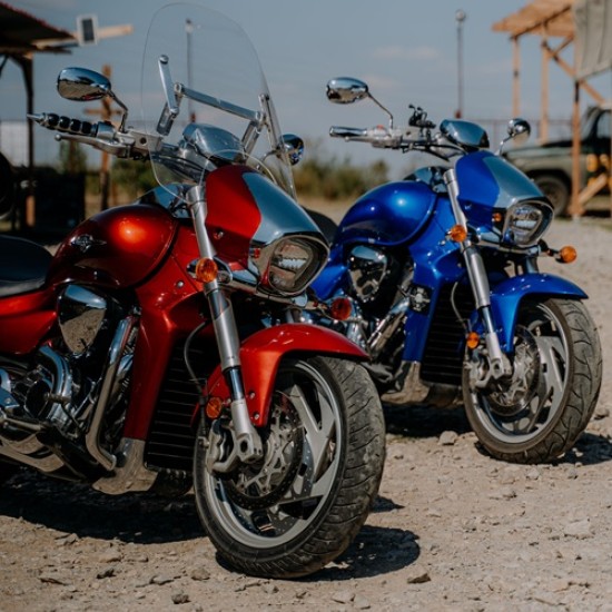 Explore the beauty of the surroundings of Veliko Tarnovo with a ride on a Suzuki Boulevard M109R cruiser motorcycle from Makaroon