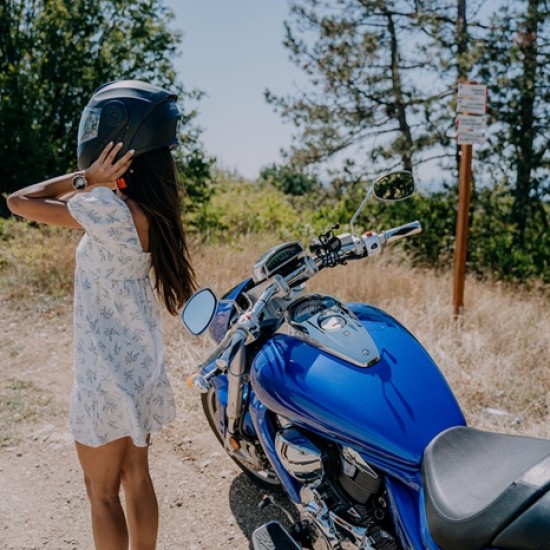 Explore the beauty of the surroundings of Veliko Tarnovo with a ride on a Suzuki Boulevard M109R cruiser motorcycle from Makaroon